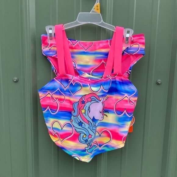 Girls Unicorn Printed Tankini Swimsuit Bathing Suit 2-Pack Size L 10/12 - Picture 2 of 11